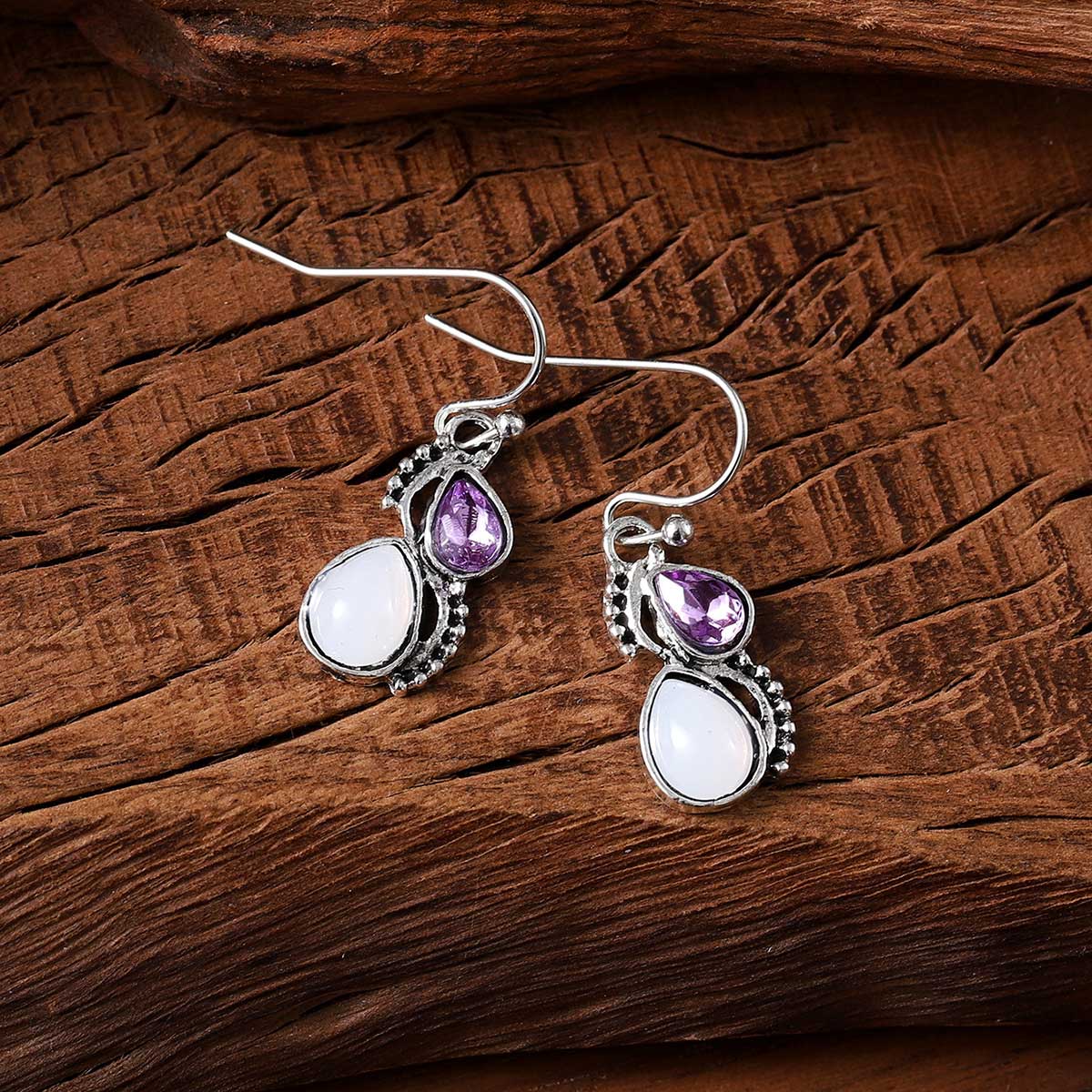 Violet Color Droplet Alloy Detail Earrings | picture 