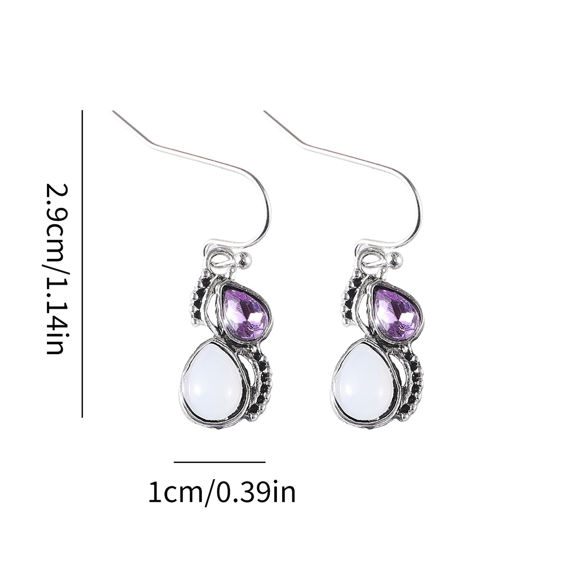 Violet Color Droplet Alloy Detail Earrings | picture 