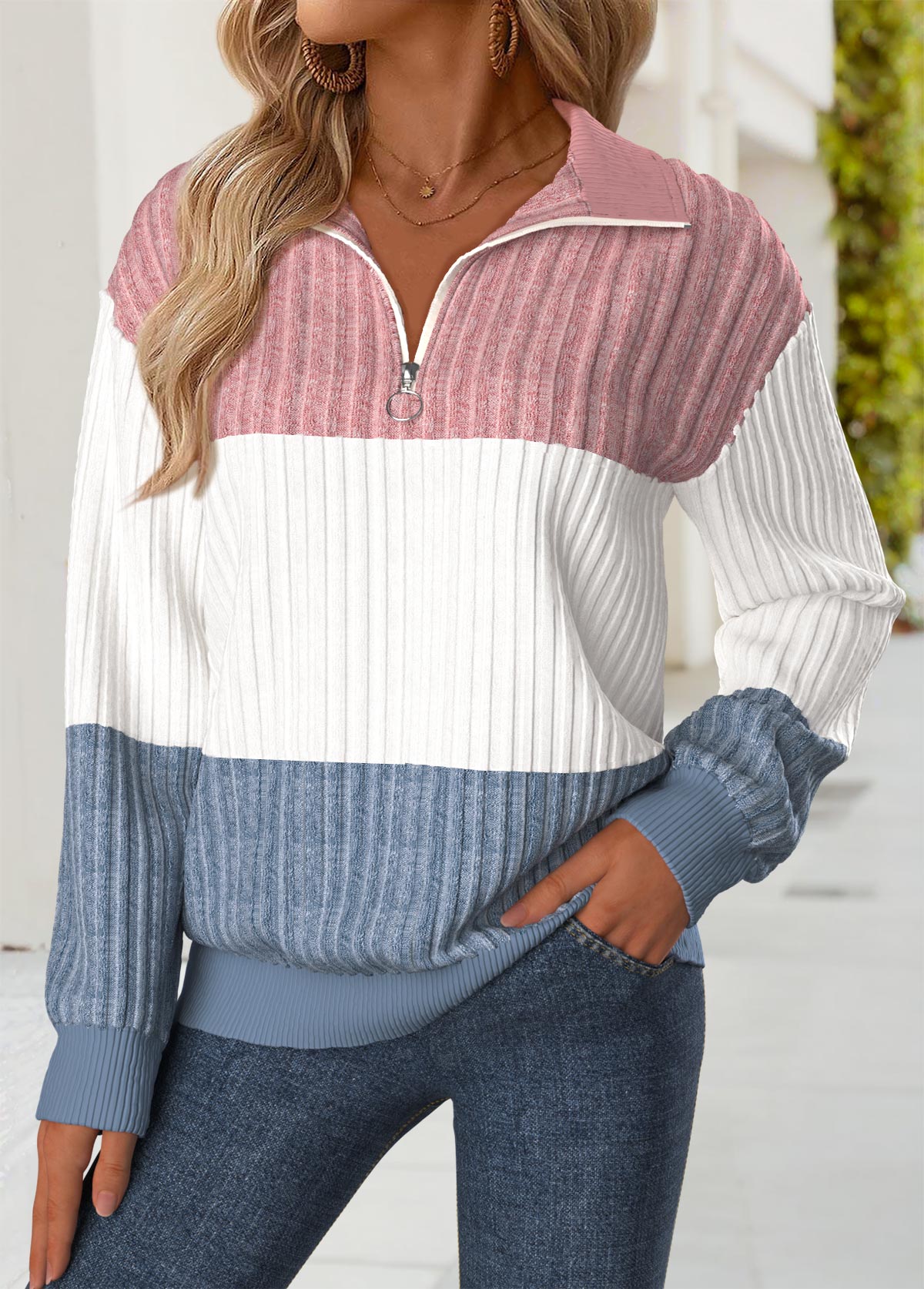 Multi Color Tummy Coverage Long Sleeve Sweatshirt | picture 