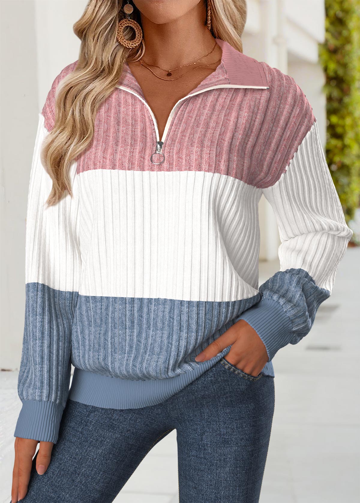 Multi Color Tummy Coverage Long Sleeve Sweatshirt | picture 
