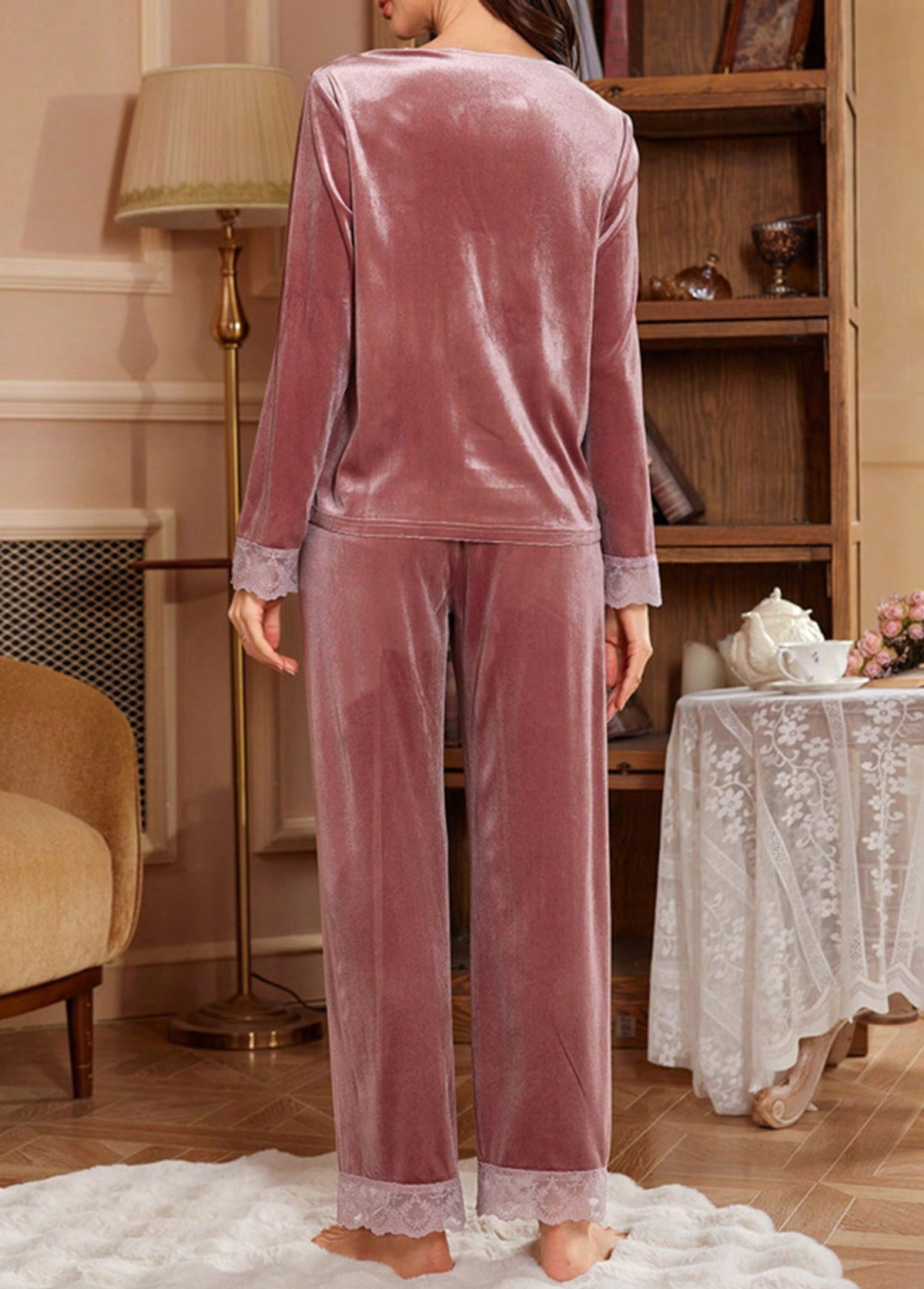 Pink Long Sleeve Lounge Top and Pants | picture 