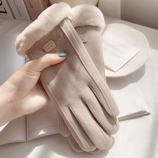 Light Camel Wrist Warming Full Finger Gloves | picture 