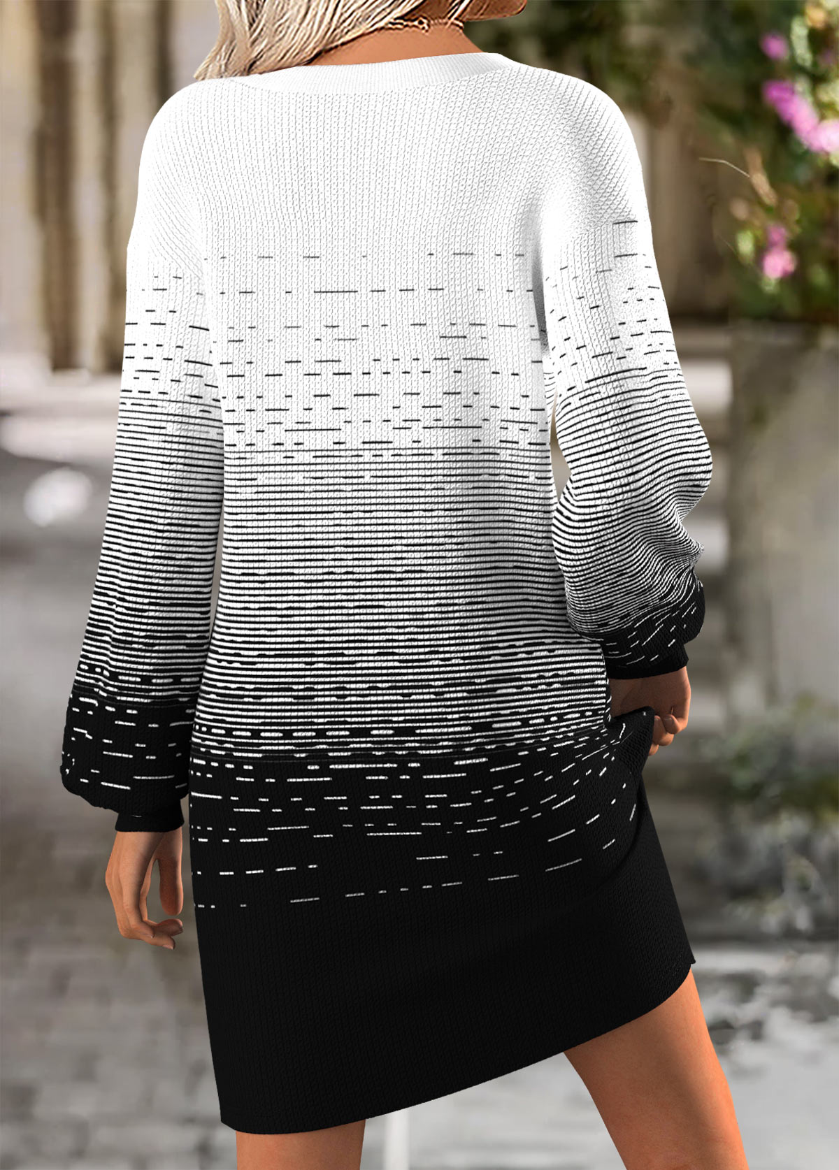 Black Tummy Coverage Ombre Short Long Sleeve Dress | picture 