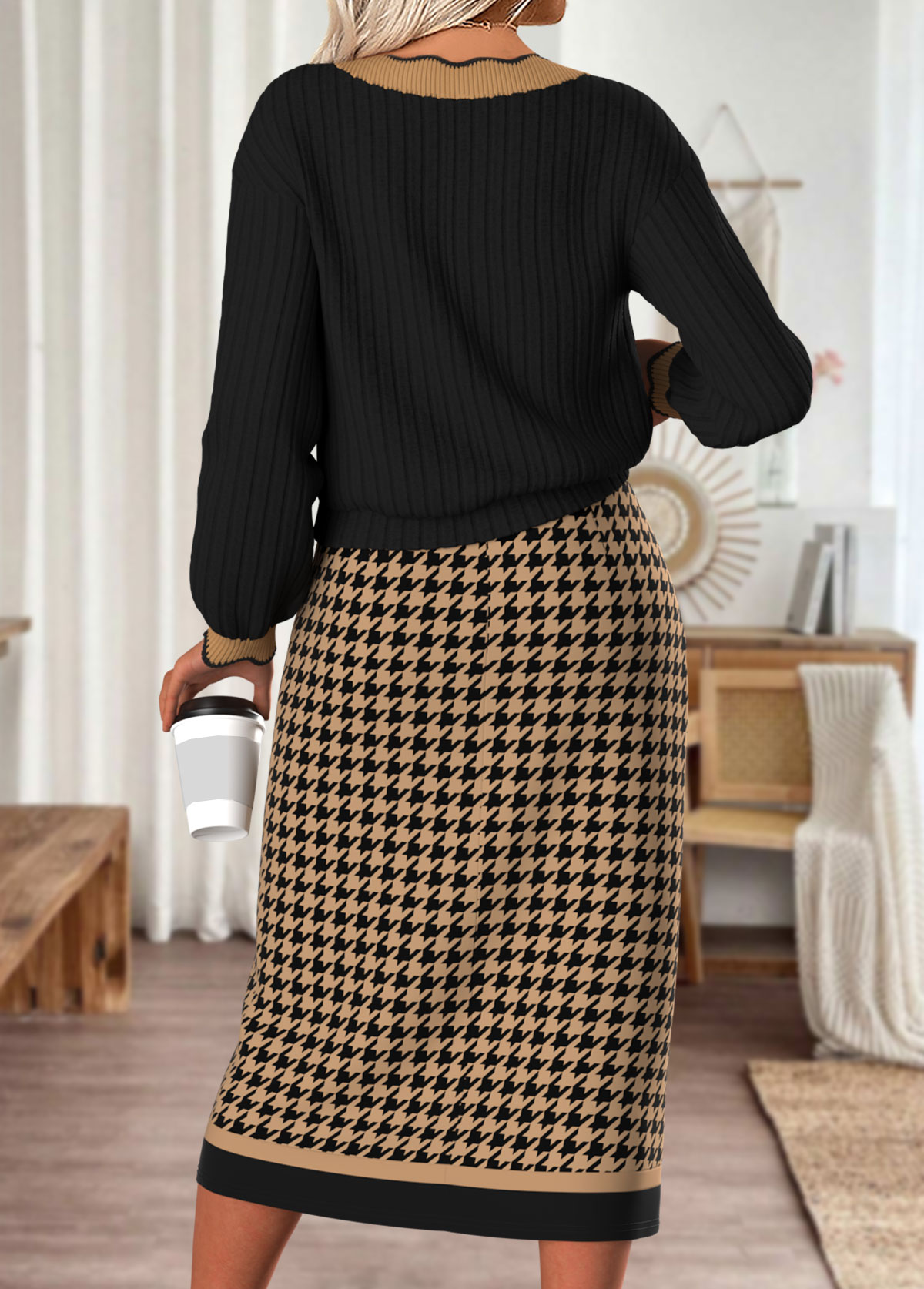 Black Tummy Coverage Plaid Dress and Cover Up | picture 