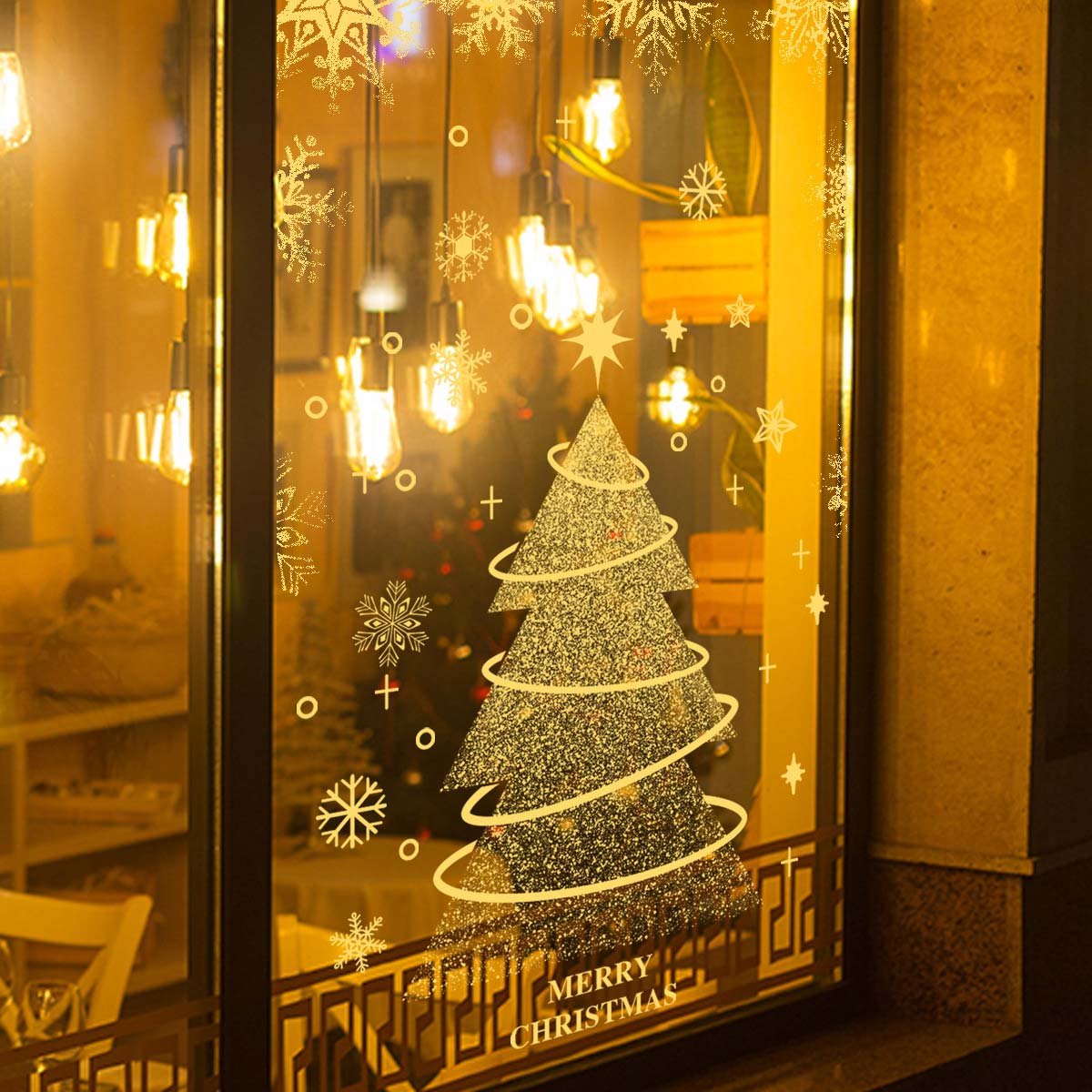 Christmas Tree Golden Glass Tattoo Stickers | picture 