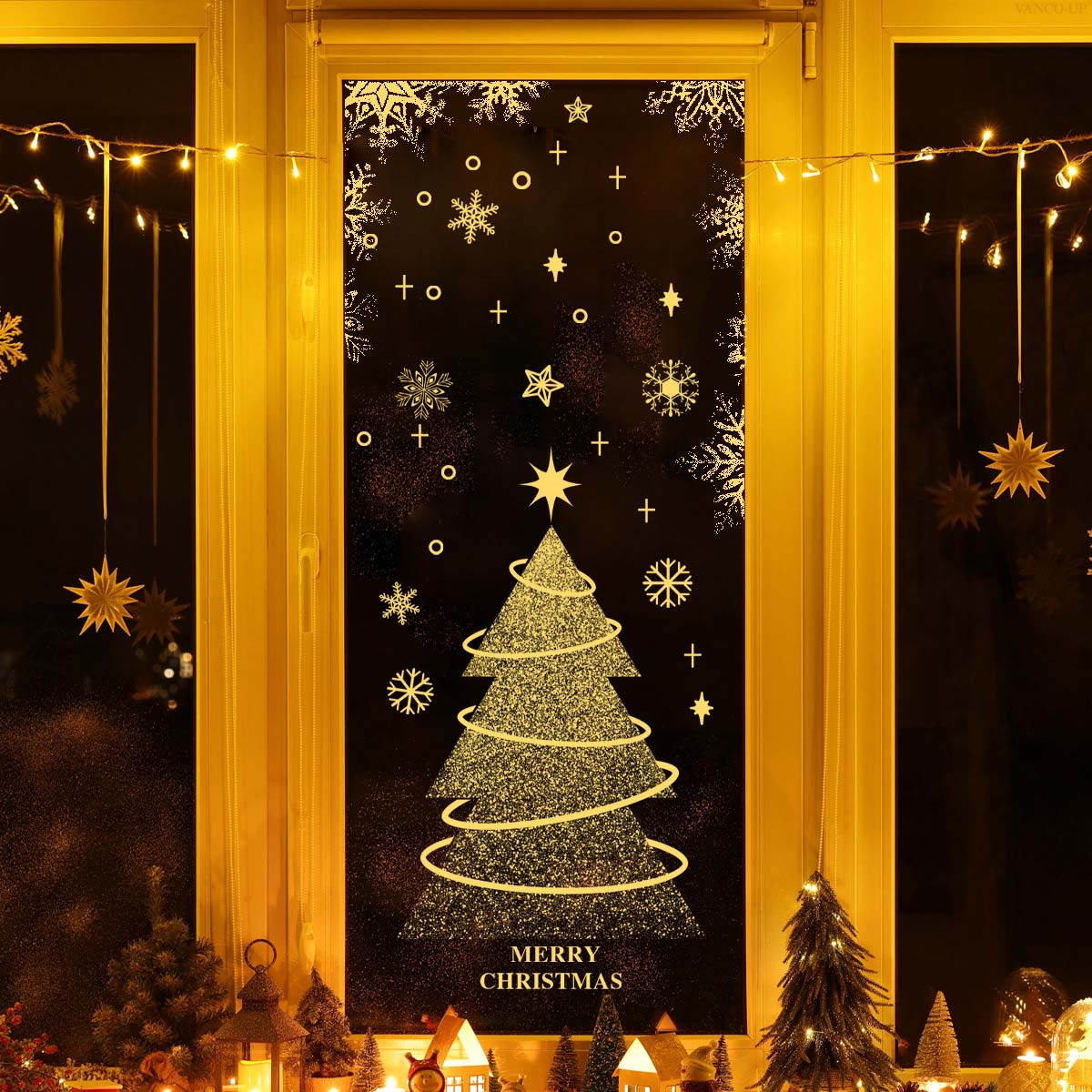 Christmas Tree Golden Glass Tattoo Stickers | picture 