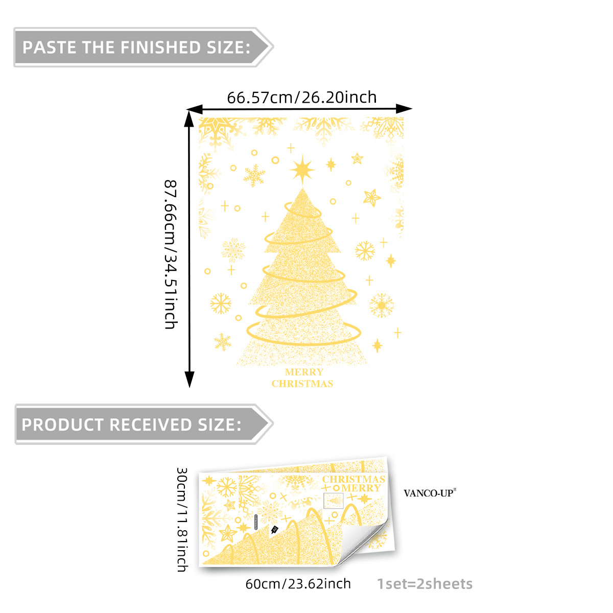 Christmas Tree Golden Glass Tattoo Stickers | picture 
