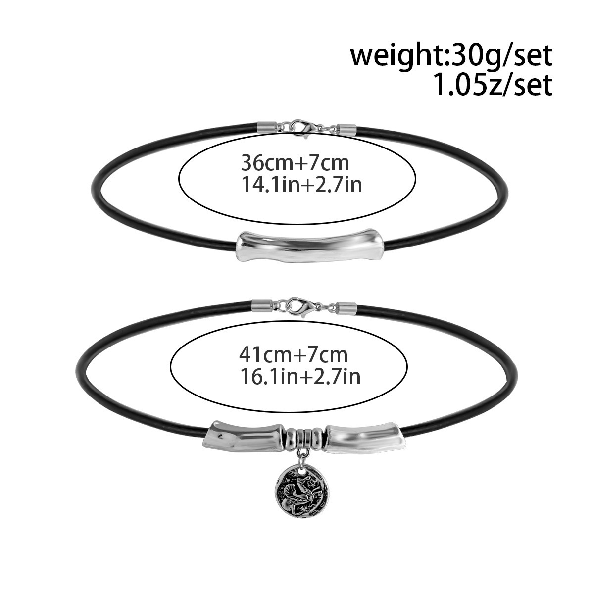 Silver Round Embossed Alloy Necklace Set | picture 