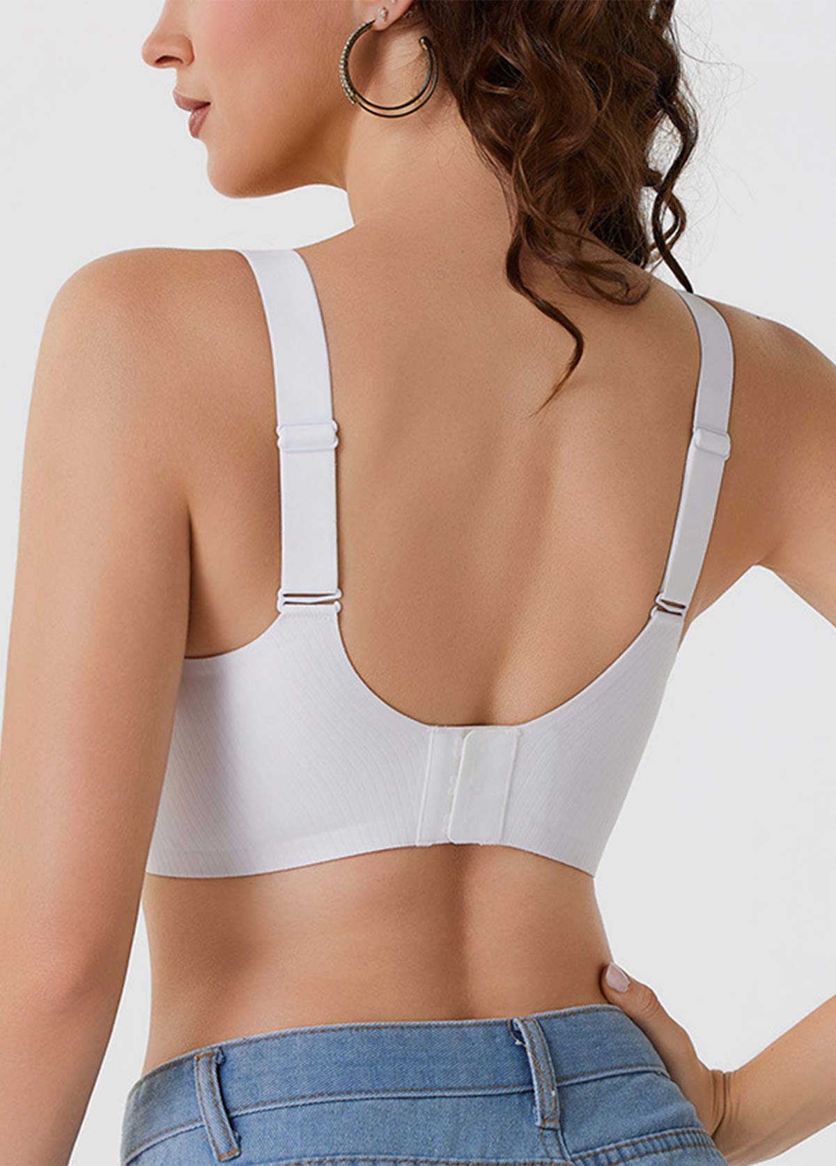 White Seamless Patchwork Push-up Scoop Bra | picture 