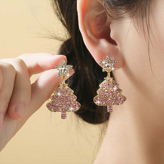 Christmas Tree Golden Star Alloy Earrings | picture 
