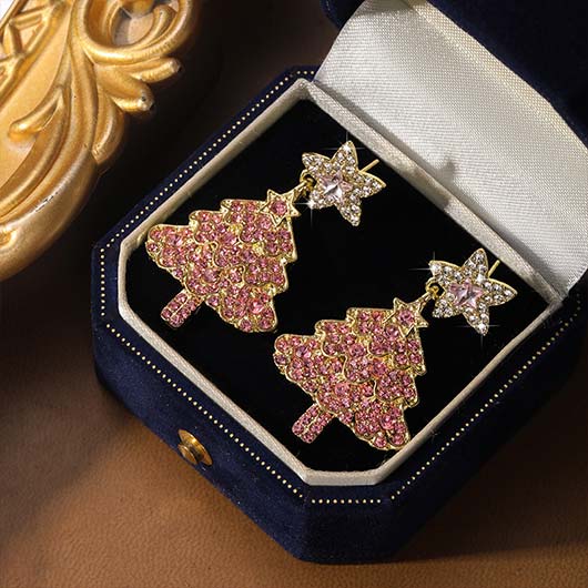 Christmas Tree Golden Star Alloy Earrings | picture 