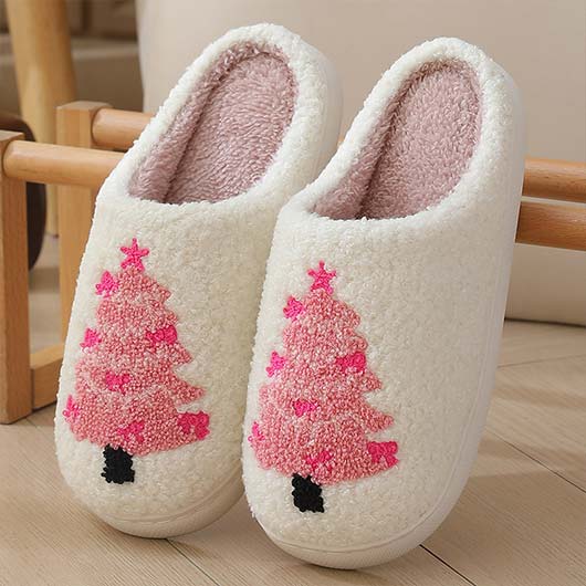 Christmas Pink Closed Toe Falt Slippers | picture 