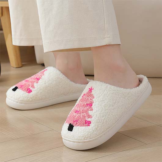 Christmas Pink Closed Toe Falt Slippers | picture 