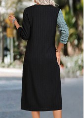 Black Patchwork A Line Long Sleeve Round Neck Dress | thumb picture 
