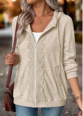 Light Grey Double Side Pockets Long Sleeve Hoodie | thumb picture 