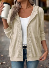 Light Grey Double Side Pockets Long Sleeve Hoodie | thumb picture 