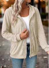 Light Grey Double Side Pockets Long Sleeve Hoodie | thumb picture 