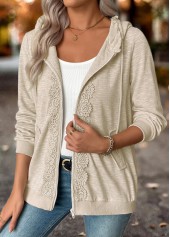 Light Grey Double Side Pockets Long Sleeve Hoodie