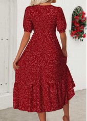 Red Polka Dot Short Sleeve V Neck Dress | thumb picture 