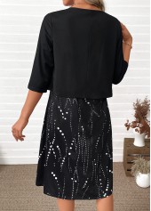 Black Tummy Coverage Polka Dot Dress and Cardigan | thumb picture 