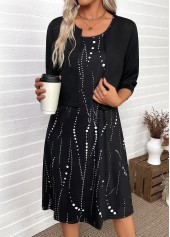 Black Tummy Coverage Polka Dot Dress and Cardigan | thumb picture 