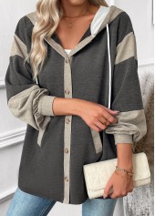 Dark Grey Marl Tummy Coverage Long Sleeve Hoodie | thumb picture 