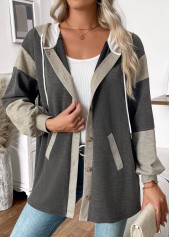 Dark Grey Marl Tummy Coverage Long Sleeve Hoodie | thumb picture 