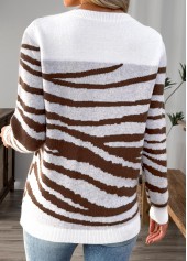 White Button Long Sleeve Round Neck Sweater | thumb picture 