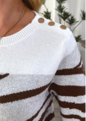 White Button Long Sleeve Round Neck Sweater | thumb picture 