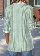 Sage Green Gingham Print 3/4 Sleeve T Shirt | thumb picture 