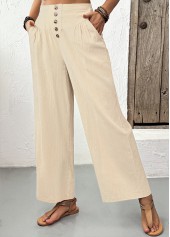 Light Camel Straight Leg Elastic Waist High Waisted Pants | thumb picture 