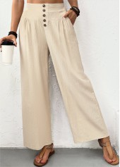 Light Camel Straight Leg Elastic Waist High Waisted Pants | thumb picture 