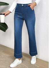 Denim Blue Pocket Wide Leg Button Fly Jeans | thumb picture 