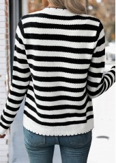 Black Button Striped Long Sleeve Cardigan | thumb picture 