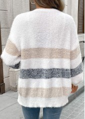 White Tummy Coverage Striped Long Sleeve Cardigan | thumb picture 