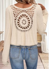 Beige Tummy Coverage Long Sleeve V Neck T Shirt