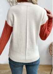 Multi Color Patchwork Long Sleeve Round Neck Sweater | thumb picture 