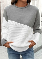 Grey Long Sleeve Round Neck Sweater | thumb picture 