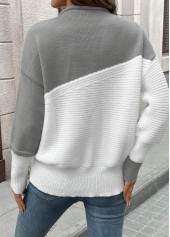Grey Long Sleeve Round Neck Sweater | thumb picture 