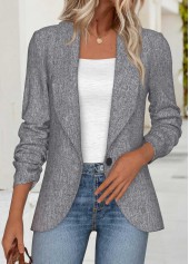 Light Grey Marl Tummy Coverage Long Sleeve Lapel Coat | thumb picture 