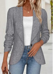 Light Grey Marl Tummy Coverage Long Sleeve Lapel Coat
