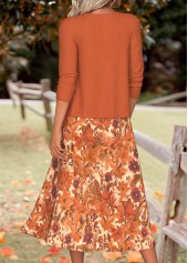 Orange Tummy Coverage Random Floral Print Dress and Cardigan | thumb picture 