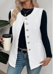 White Tummy Coverage Sleeveless Round Neck Waistcoat | thumb picture 