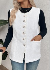 White Tummy Coverage Sleeveless Round Neck Waistcoat | thumb picture 