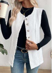White Tummy Coverage Sleeveless Round Neck Waistcoat