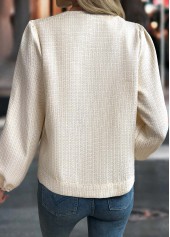 Beige Tummy Coverage Long Sleeve Round Neck Coat | thumb picture 