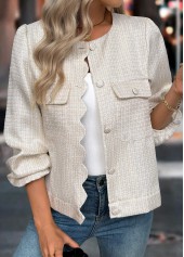 Beige Tummy Coverage Long Sleeve Round Neck Coat | thumb picture 