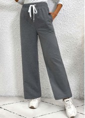 Dark Grey Pocket Straight Leg Elastic Waist Pants | thumb picture 