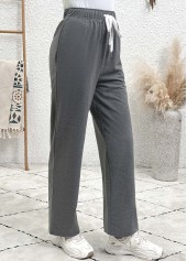 Dark Grey Pocket Straight Leg Elastic Waist Pants | thumb picture 