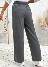 Dark Grey Pocket Straight Leg Elastic Waist Pants | thumb picture 